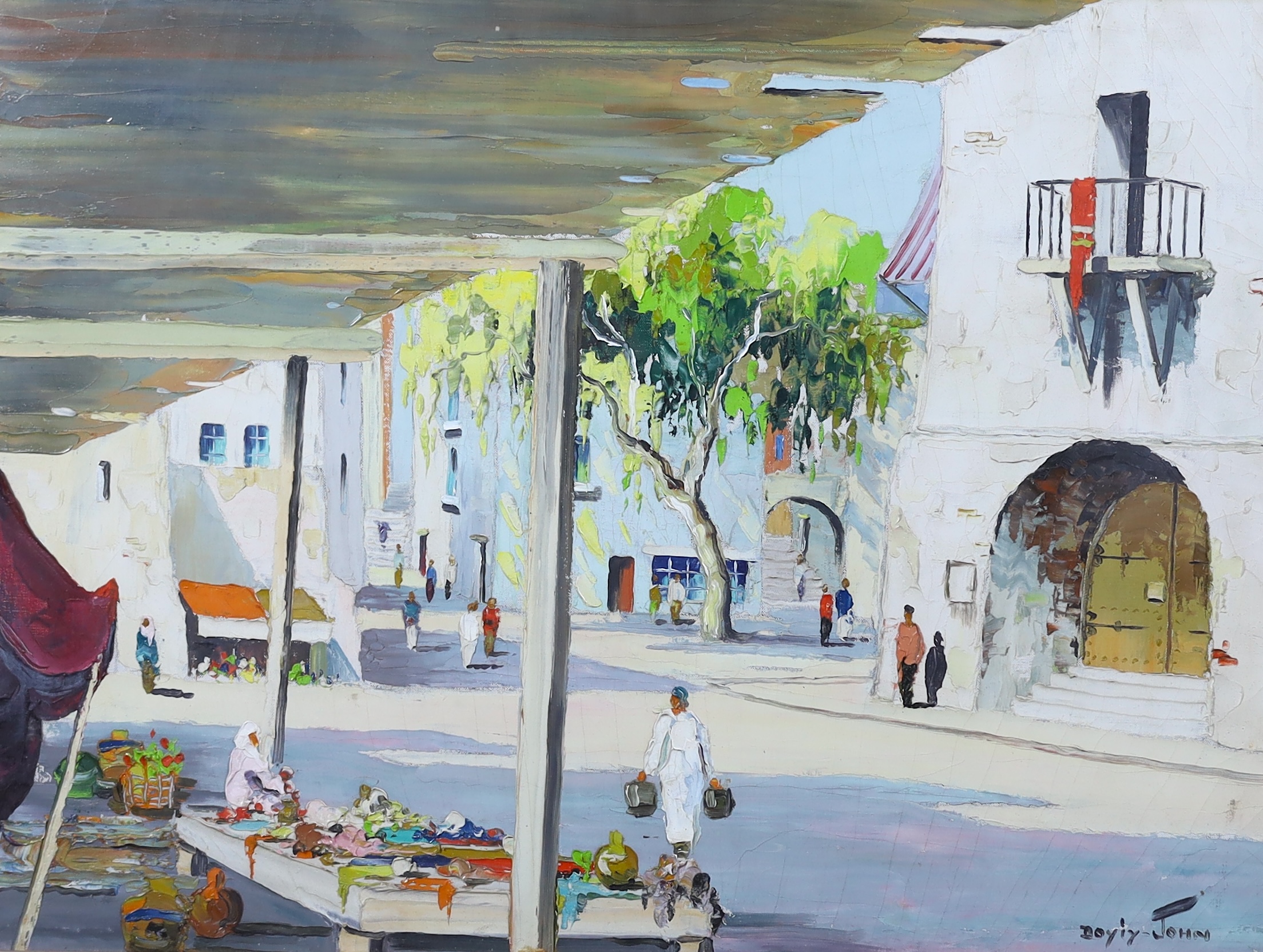 Cecil Rochfort D'Oyly John (English, 1906-1993), French Mediterranean market scene, oil on canvas, 45 x 60cm